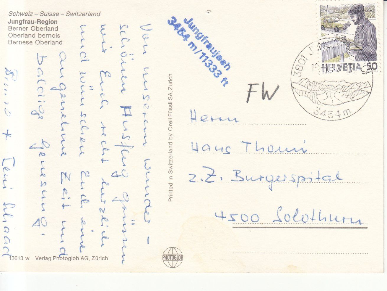 Cartoline postali: Jungfrau Region 1998 – Usato da Bürglen TG venduto da StampGraf 1