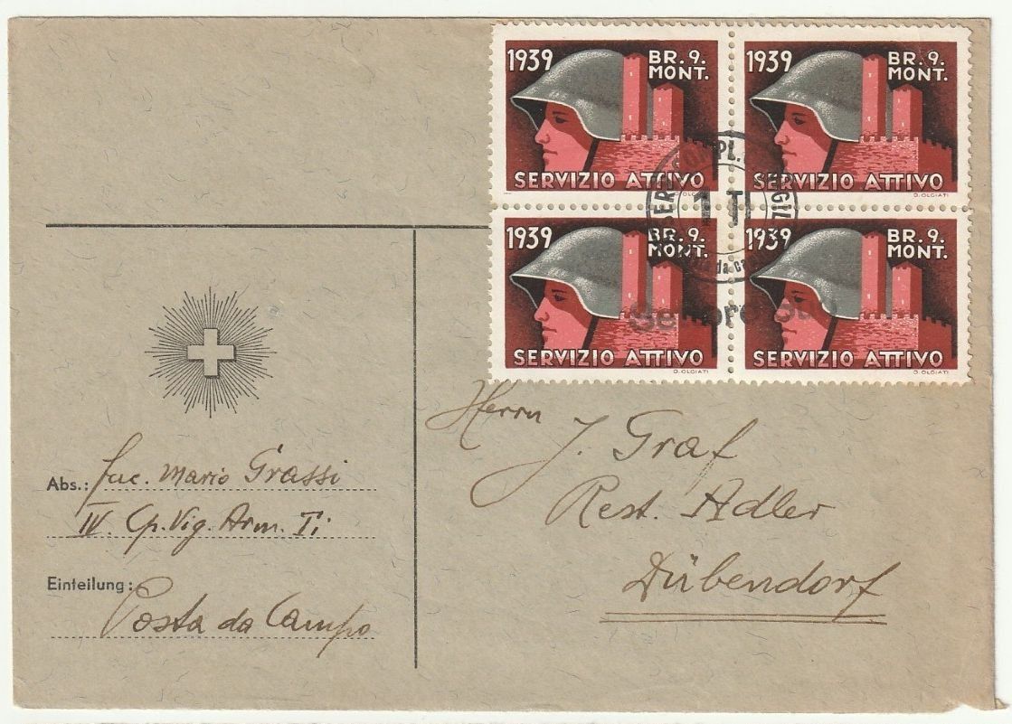 Tutti i francobolli: Feldpostbrief mit Soldatenmarken – Usato da Fislisbach venduto da Zigzag12
