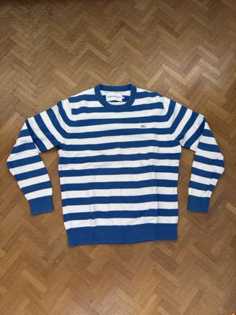 Pull Calvin Klein Jeans rayé bleu blanc taille M