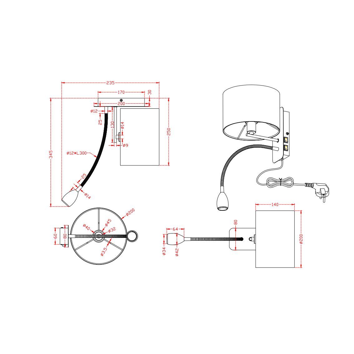Lampade: Hotel Wandleuchte, 20 cm x 23 cm – Nuovo (secondo la descrizione) da Kreuzlingen venduto da Smart-Light 2