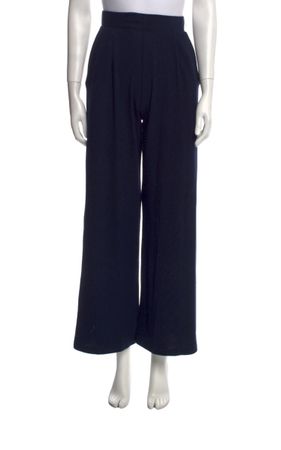 Wollhose Leset wide leg dunkelblau