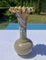 Vase Napoleon II verre opaline soufflé décor muguet émail