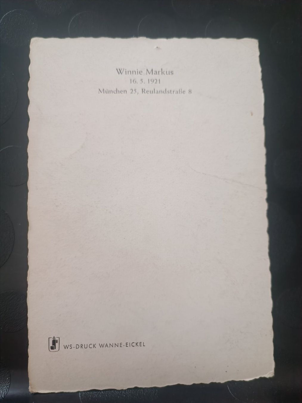 Autografi: Winnie Markus - Handsigniert - † 2002 – Usato da Menziken venduto da Artographs 1
