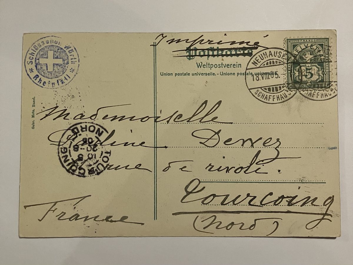 Cartoline postali: Historische Rheinfall-Postkarte von 1905 – Usato da Bauma venduto da Baumer71 1