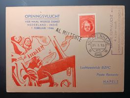 Alte Luftpostkarte Niederlande-Indien nach Neapel 1946
