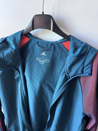 Adidas Running Jacke mit Kapuze petrol-orange Gr. S