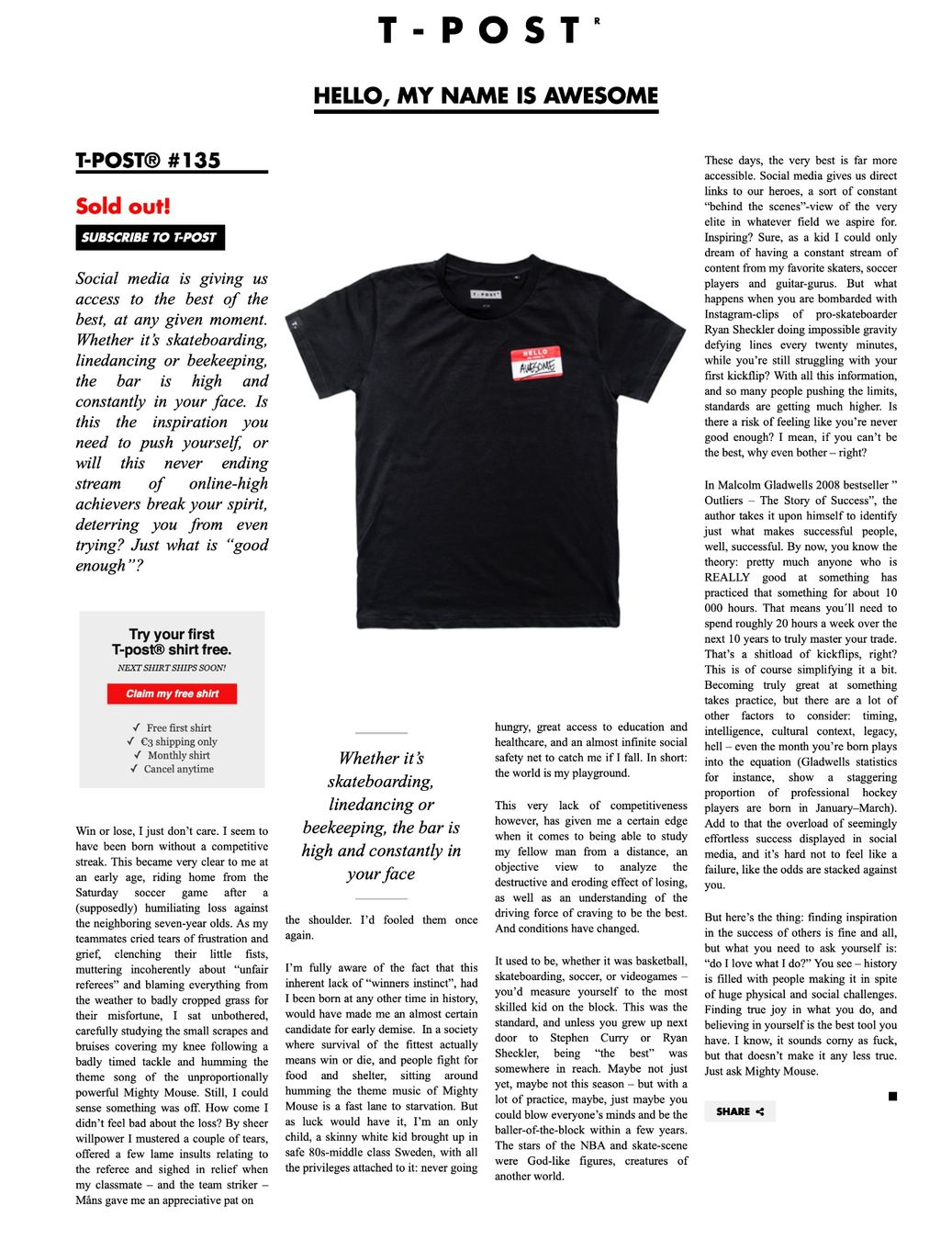 T-shirt: T-post.com Special T-Shirts mit Background - Grösse M – Nuovo (secondo la descrizione) da Münsingen venduto da Omasaki