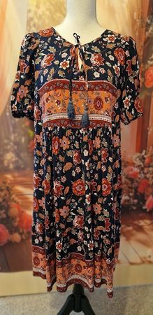 ❣️KLEID, GR. 40/42, M, FLORAL GEMUSTERT, 100% VISCOSE, ETHNO