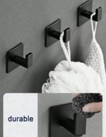 3x Matte Black Self-Adhesive Wall Hooks 🖤