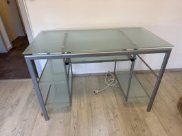 Schreibtisch Glas Metall abgerundet Zustand gebraucht