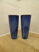 2x grosse blaue Keramik Bodenvase