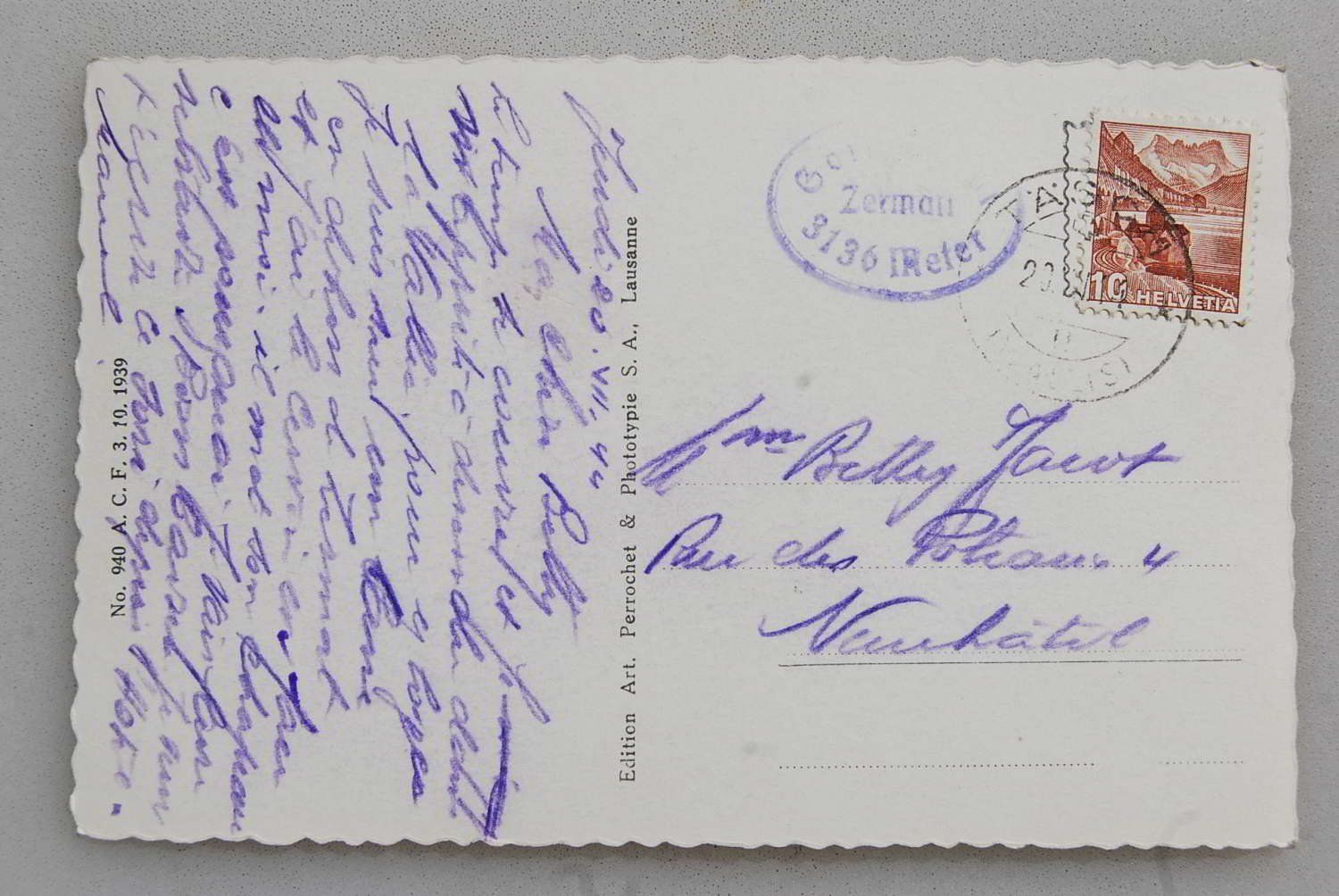 Cartoline postali: AK Matterhorn 4482 m 1944 – Usato da Rüfenacht BE venduto da Toro06 1