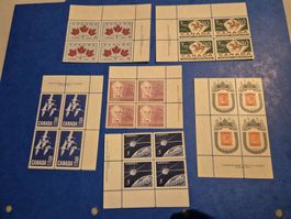 6 postfrische Kanadische 4er Blocks