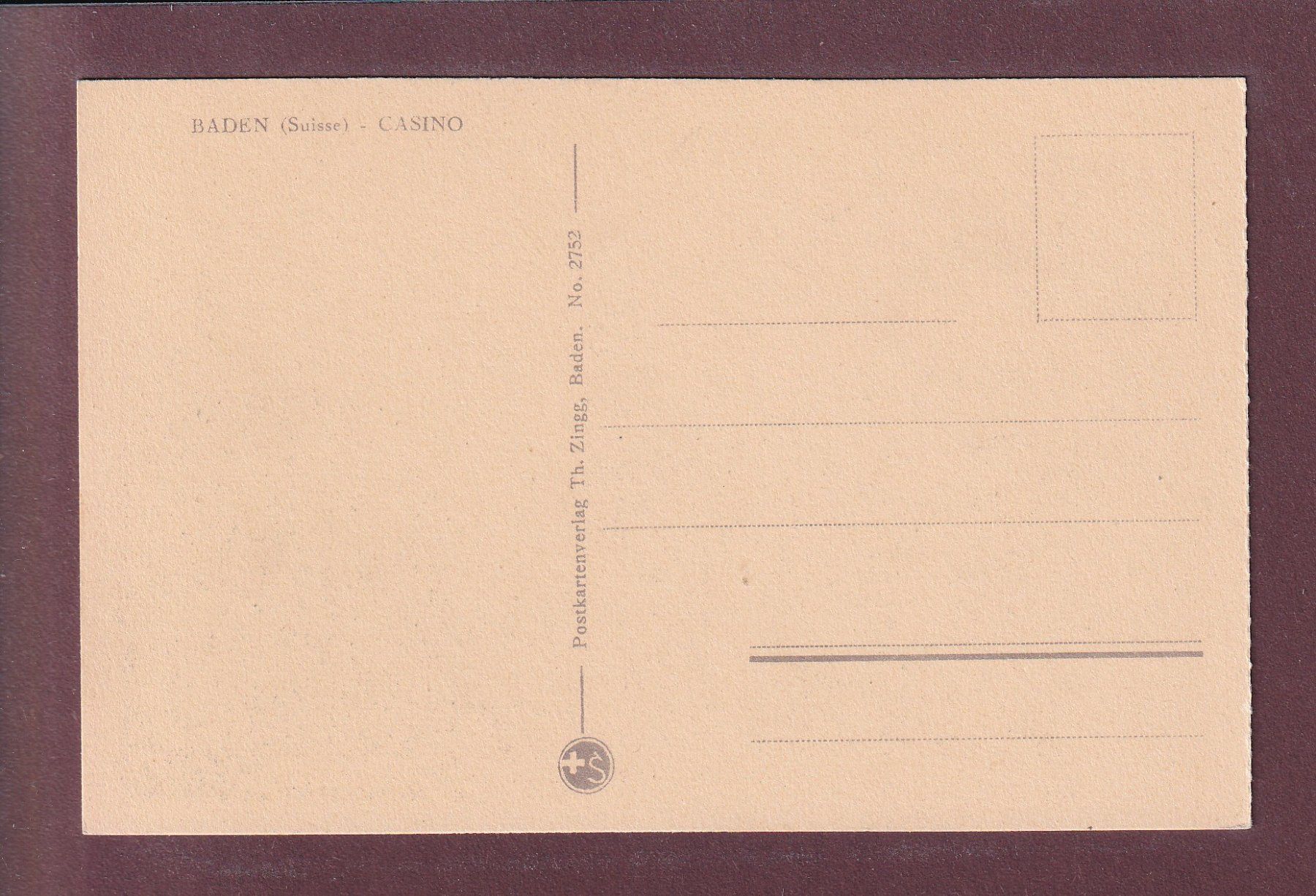 Cartoline postali: BADEN - Casino – Usato da Pully venduto da nicecards 1