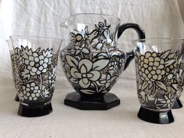 Art Deco Krug mit  4 Gläsern