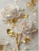 Malen nach Zahlen: Rose weiss/ gold 40x50cm