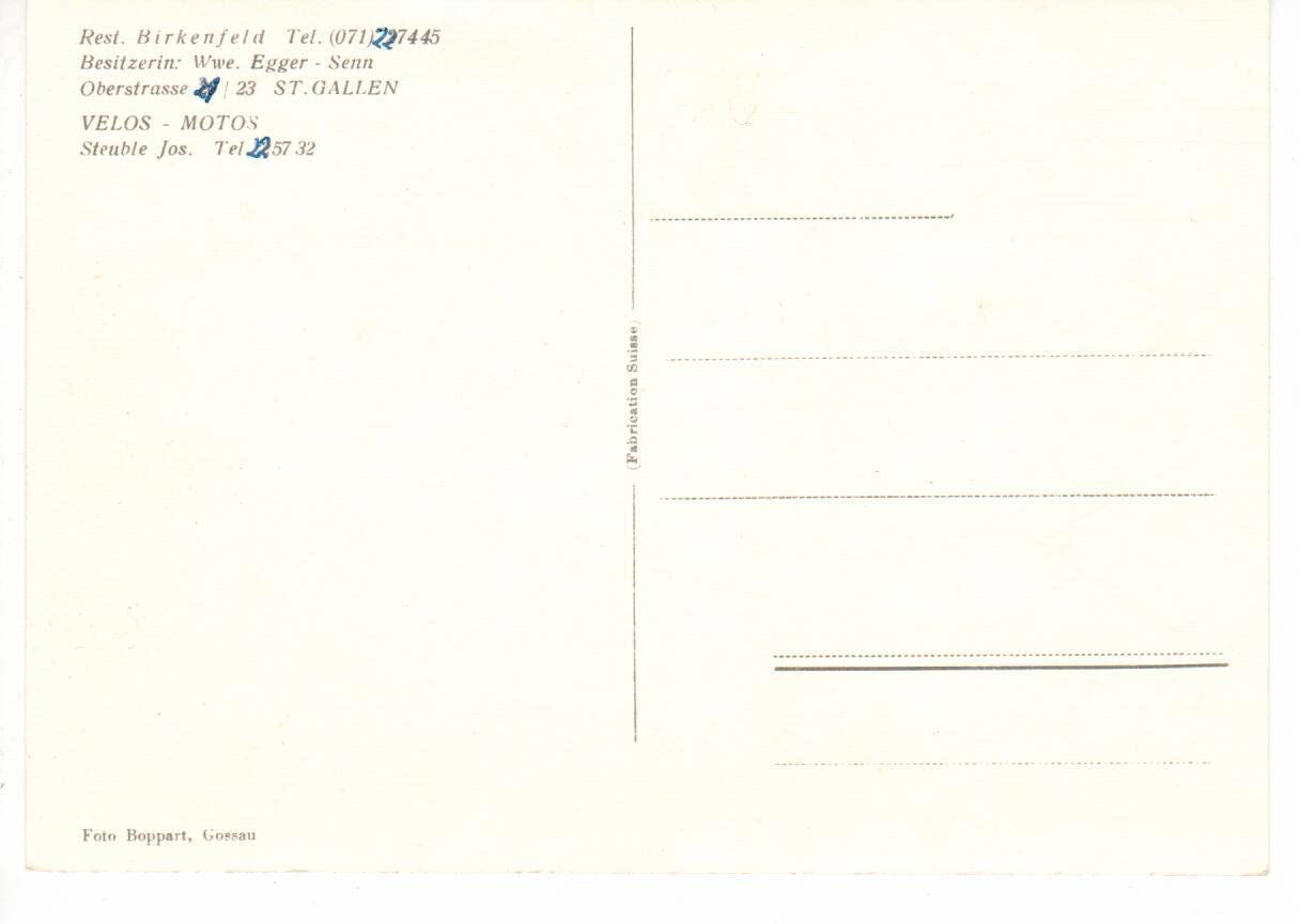 Cartoline postali: Restaurant Birkenfeld St.Gallen – Usato da Wolhusen venduto da Curver9 1