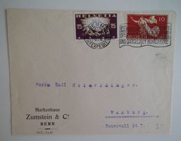 1919 Brief Markenhaus Zumstein Bern nach Hamburg m. Vignette