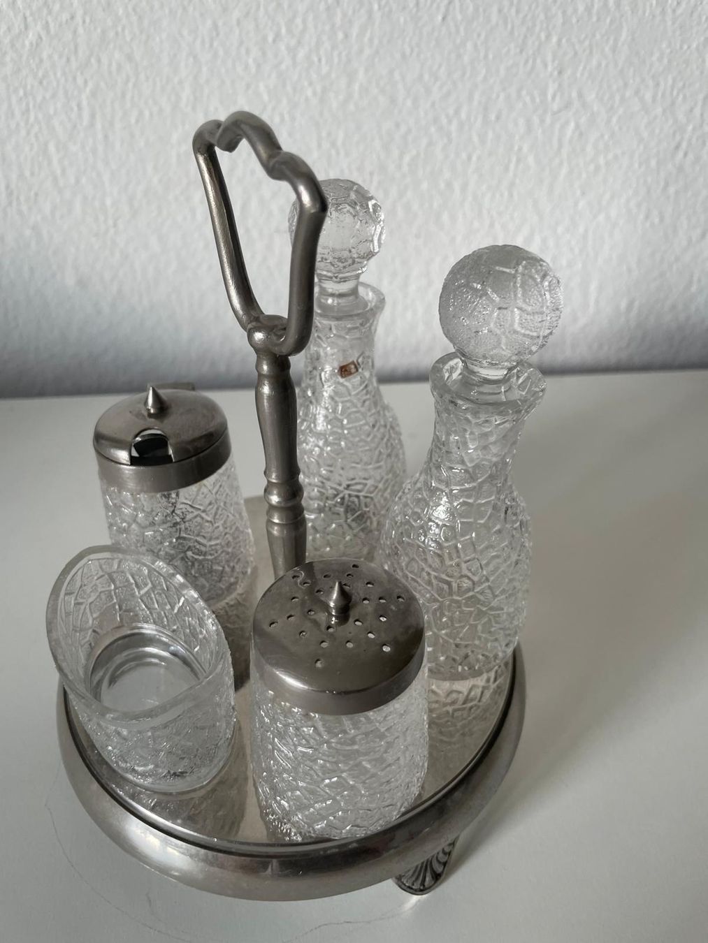 Cucine complete:   Antike Gewürz Menage silberfarbig 1960 – Usato da Basel venduto da Jcva