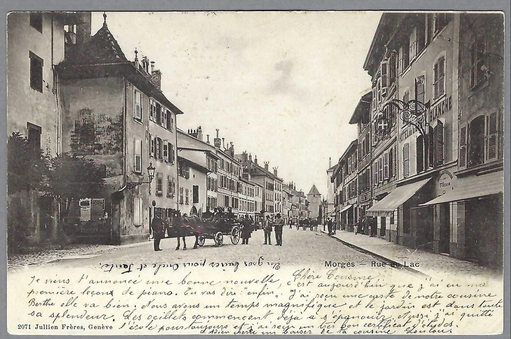 Cartoline postali: 1901, MORGES, RUE DU LAC, ANIMÉE – Usato da Pura venduto da ulisse1957