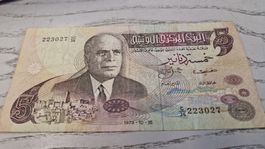 Tunesien 5 Dinar 1973 Banknote gute Erhaltung