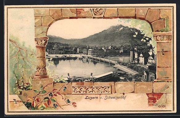 Cartoline postali: Passepartout-Lithographie Luzern, Blick  – Usato da Berlin venduto da bartko-reher