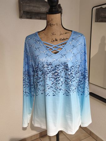 Damen Langarmshirt blau Grösse L 100% Polyester