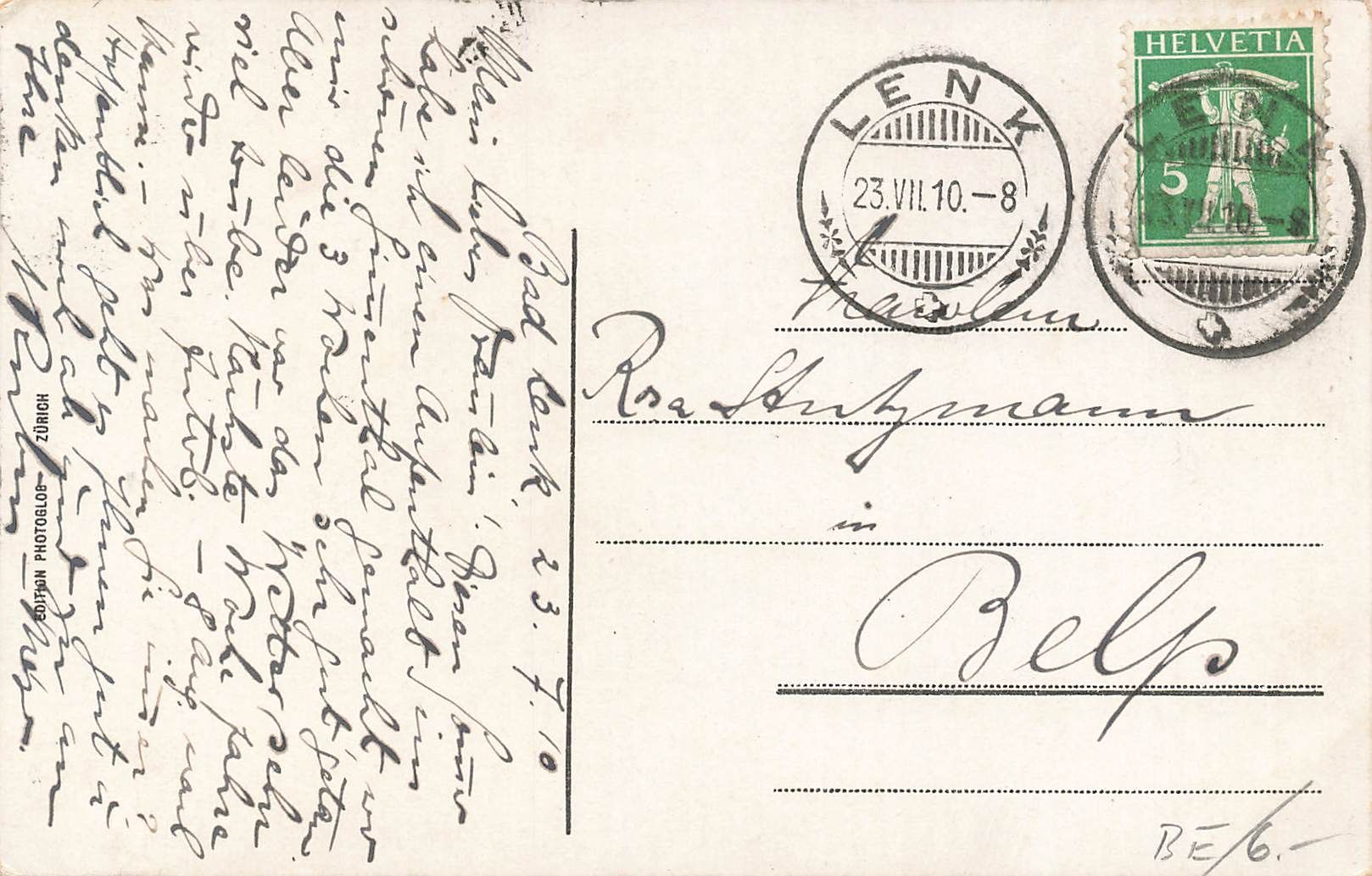 Cartoline postali: Lenk BE Simmenfall mit Ammertehorn Wasserfall – Usato da Biasca venduto da Blenio71 1