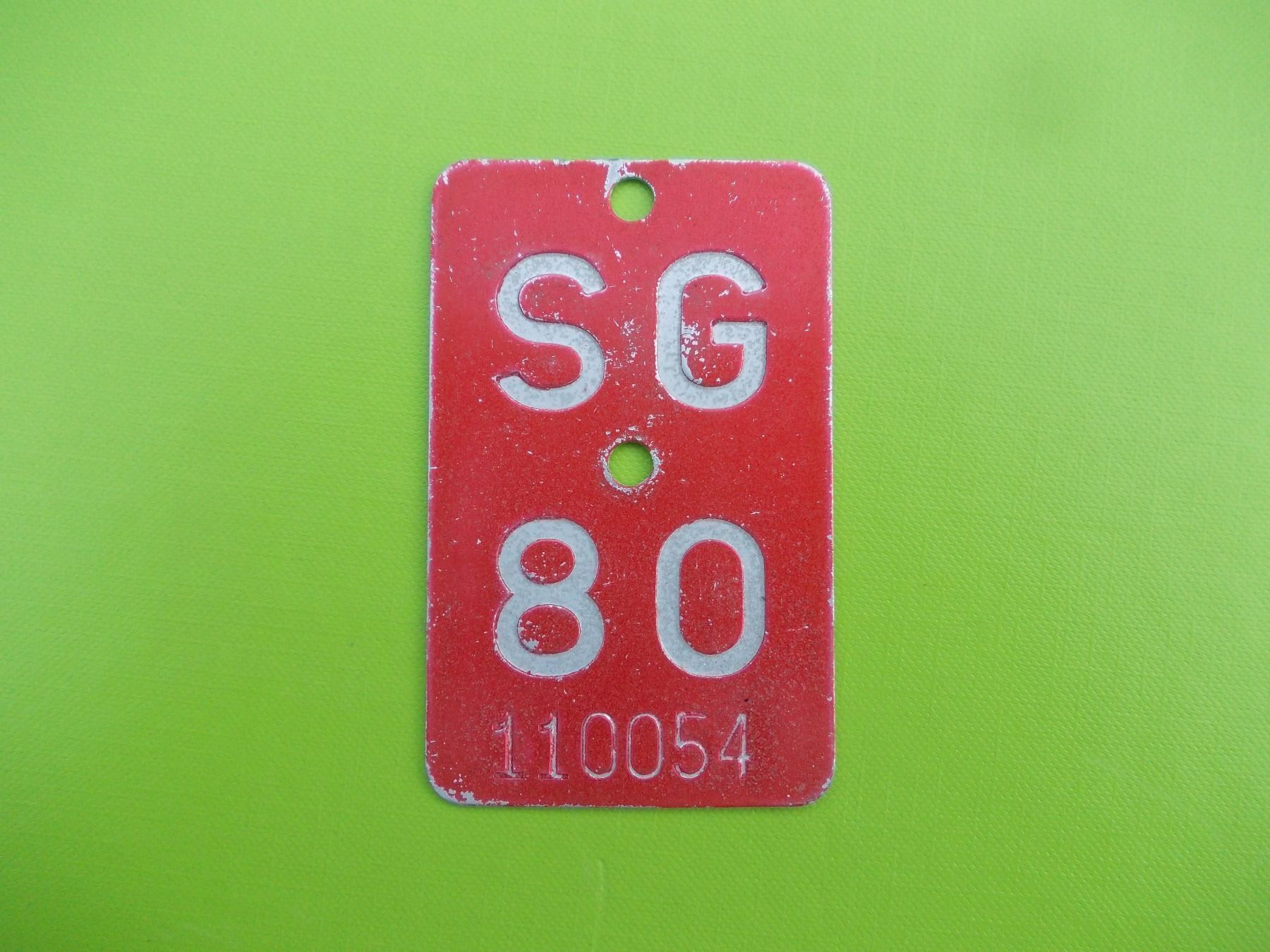Schilder: Velonummer / Fahrradnummer SG 80 – Gebraucht aus Gsteigwiler von HORMIGA21