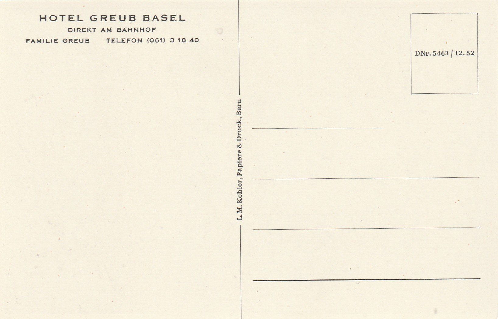 Cartoline postali: Basel Hotel Greub – Usato da Rorschacherberg venduto da fratovi2 1