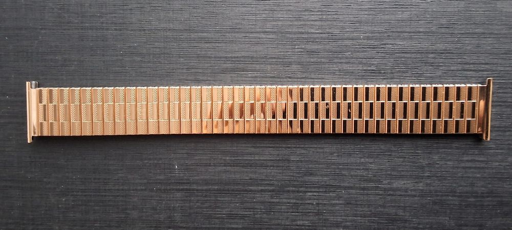 Bracelet de montre extensible Fixo-Flex doré en acier inoxydable vintage des années 60 et 70 - France