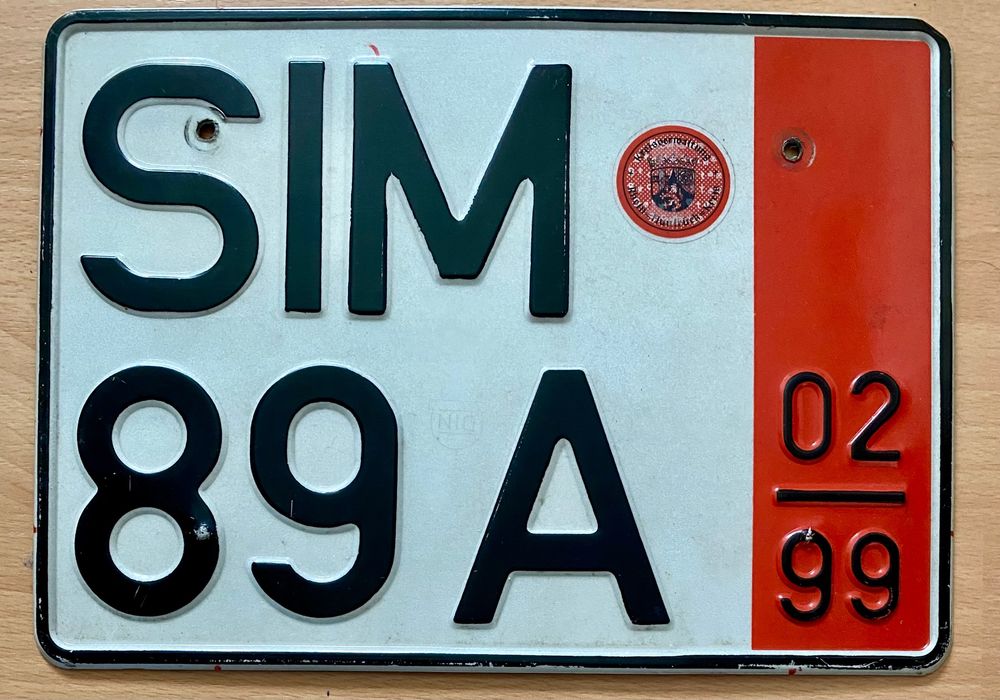 Deutschland 🇩🇪 Auto Nummernschild SIM 89A 02/99 (Gebraucht) in ...