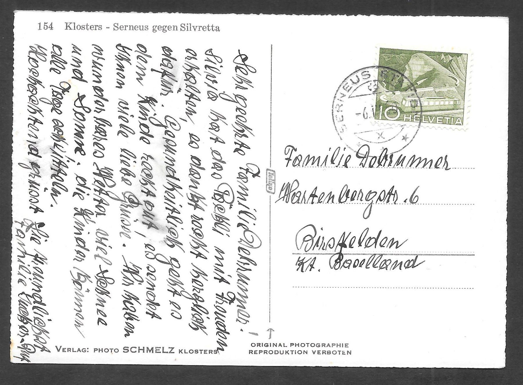 Cartoline postali: Klosters - Serneus gegen Silvretta – Usato da Olten venduto da clotaldi 1