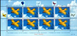 100 JAHRE AEROCLUB SCHWEIZ KLEINBOGEN 8 MARKEN **POSTFRISCH
