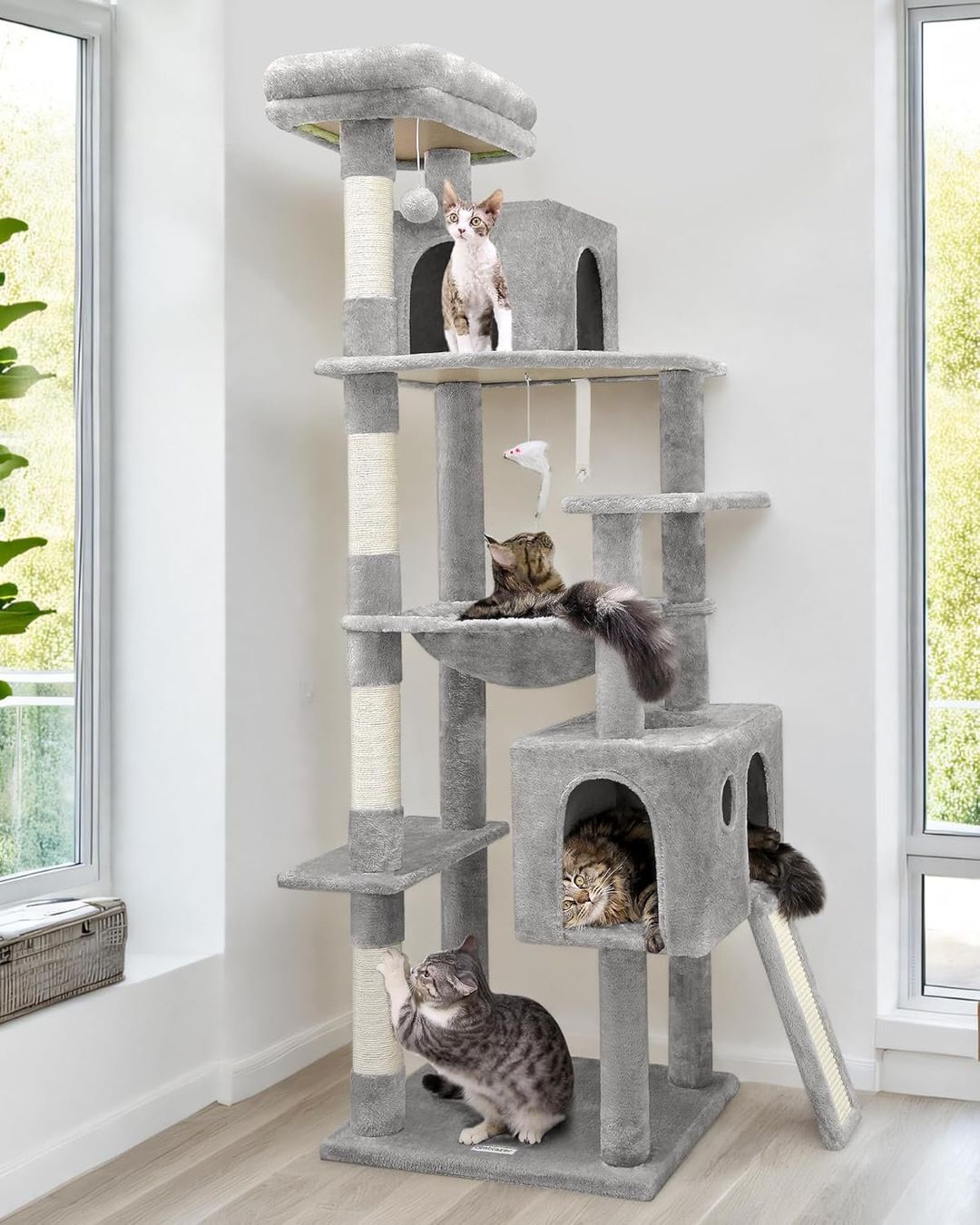 Tiragraffi: Kratzbaum Kletterbaum Katzenbaum 178cm Katzenhaus hellgrau – Nuovo e nell'imballaggio originale da Zürich venduto da MueDes 1