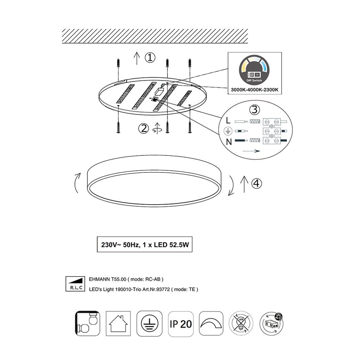 Lampadari & plafoniere: LED Deckenleuchte, Metall, Rund, 49 cm Ø – Nuovo (secondo la descrizione) da Kreuzlingen venduto da Smart-Light 5