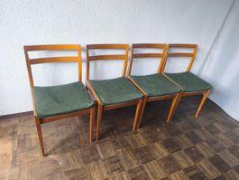 4x Vintage Stühle Holz mit Sitzpolster Girsberger 1967