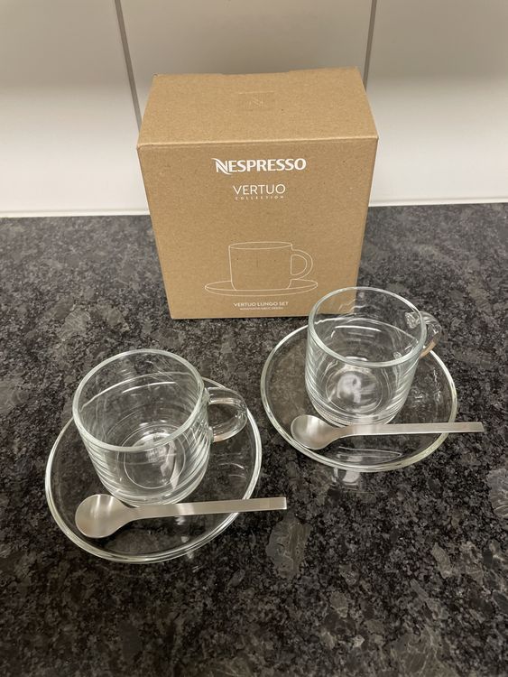 Nespresso Vertuo Lungo Set - 2 Tassen & Unterteller & Löffel (Neu und ...