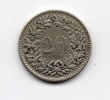 (980) Schweiz, 20 Rappen 1851, fast stgl