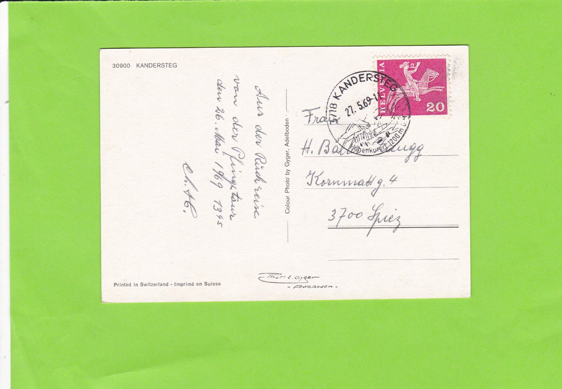 Cartes postales: Kandersteg mit Campingplatz---1969 – D'occasion à St. Peterzell par neckertal 1
