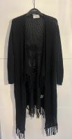 Schwarze Sommer Strickjacke von Crown Gr. S mit Fransen