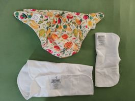 Superbottoms Stoffwindel für Baby gelb Fruchtmuster, wie neu