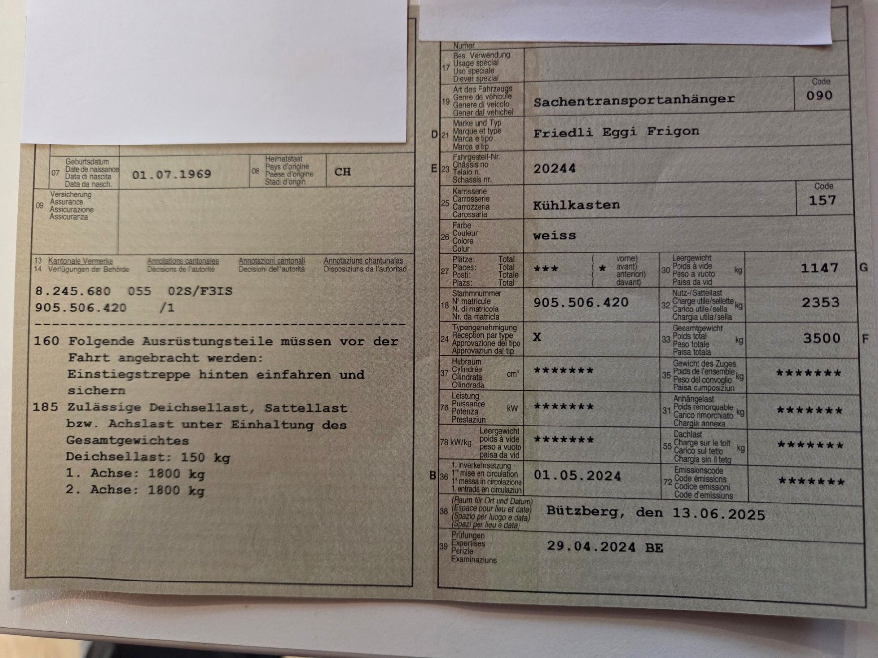 Rimorchi: Kühlanhänger – Usato da Eriswil venduto da Fiat691 3