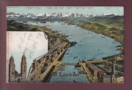 ZÜRICH-SEE aus der Vogelschau - 1906