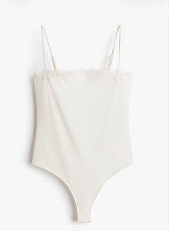H&M white lace trim bodysuit size XS NEW