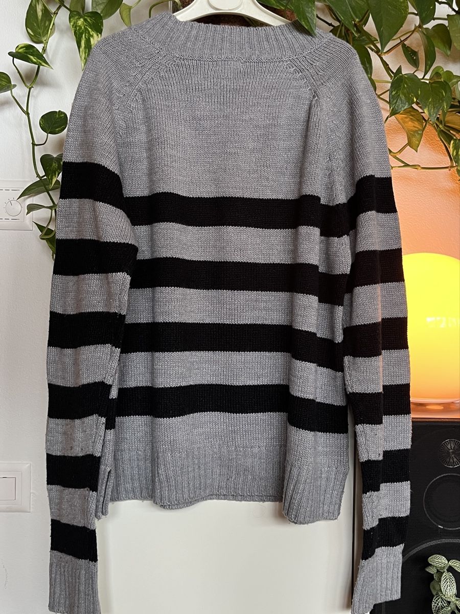 Maglioni & Felpe: OVS Strickpullover grau/schwarz gestreift Gr. L – Usato da Samedan venduto da K7kgh 4