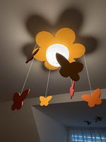 Deckenlampe Kinderzimmer Blume Schmetterlinge gelb rot