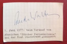 Ruedi Walter 1916-1990 Autogramm auf Zettel 6.5x9.5cm