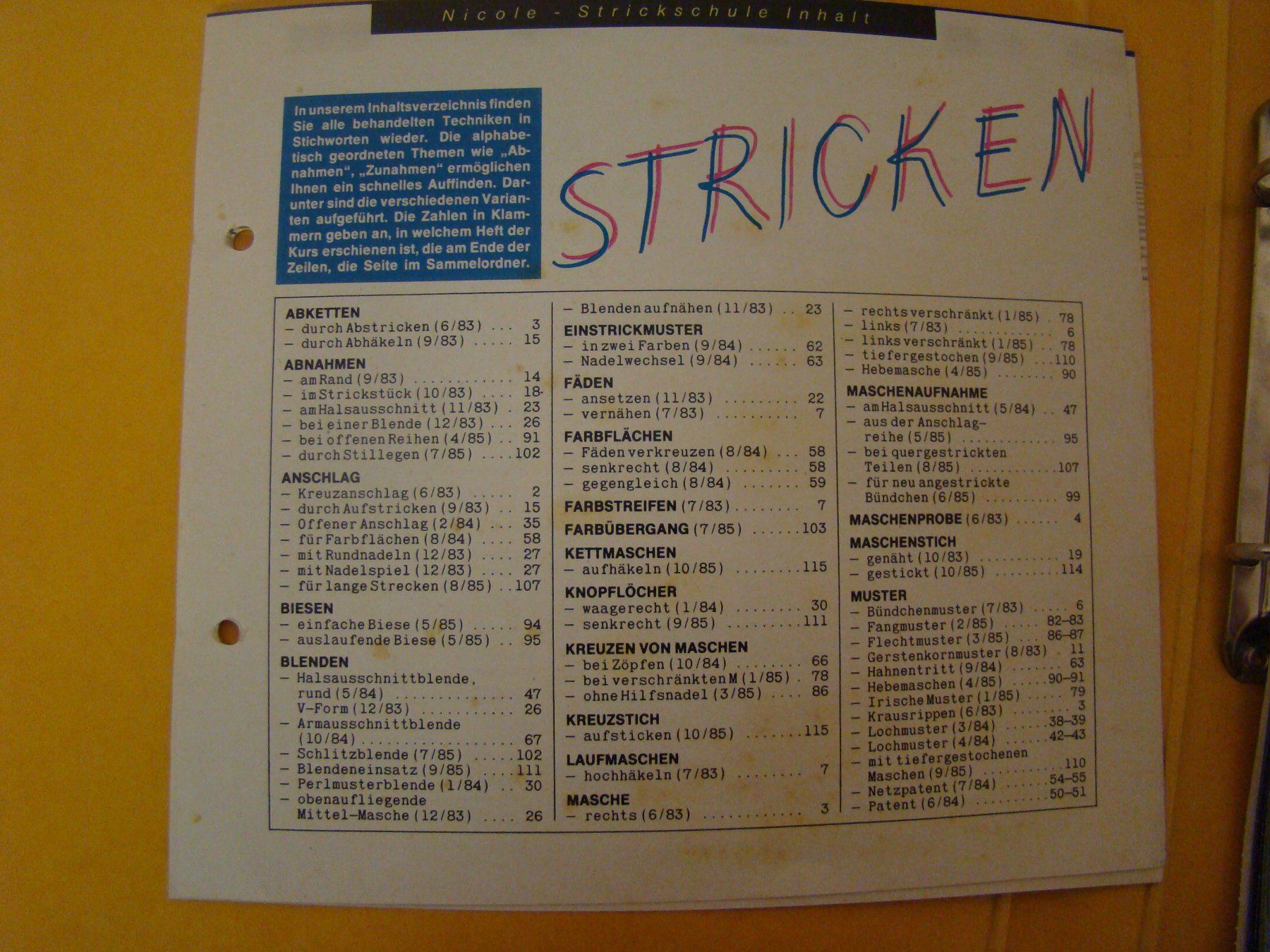 Documenti: Strickschule Nicole: ca. 200 Anleitungen, Muster Stricken – Usato da Malters venduto da burzi 2