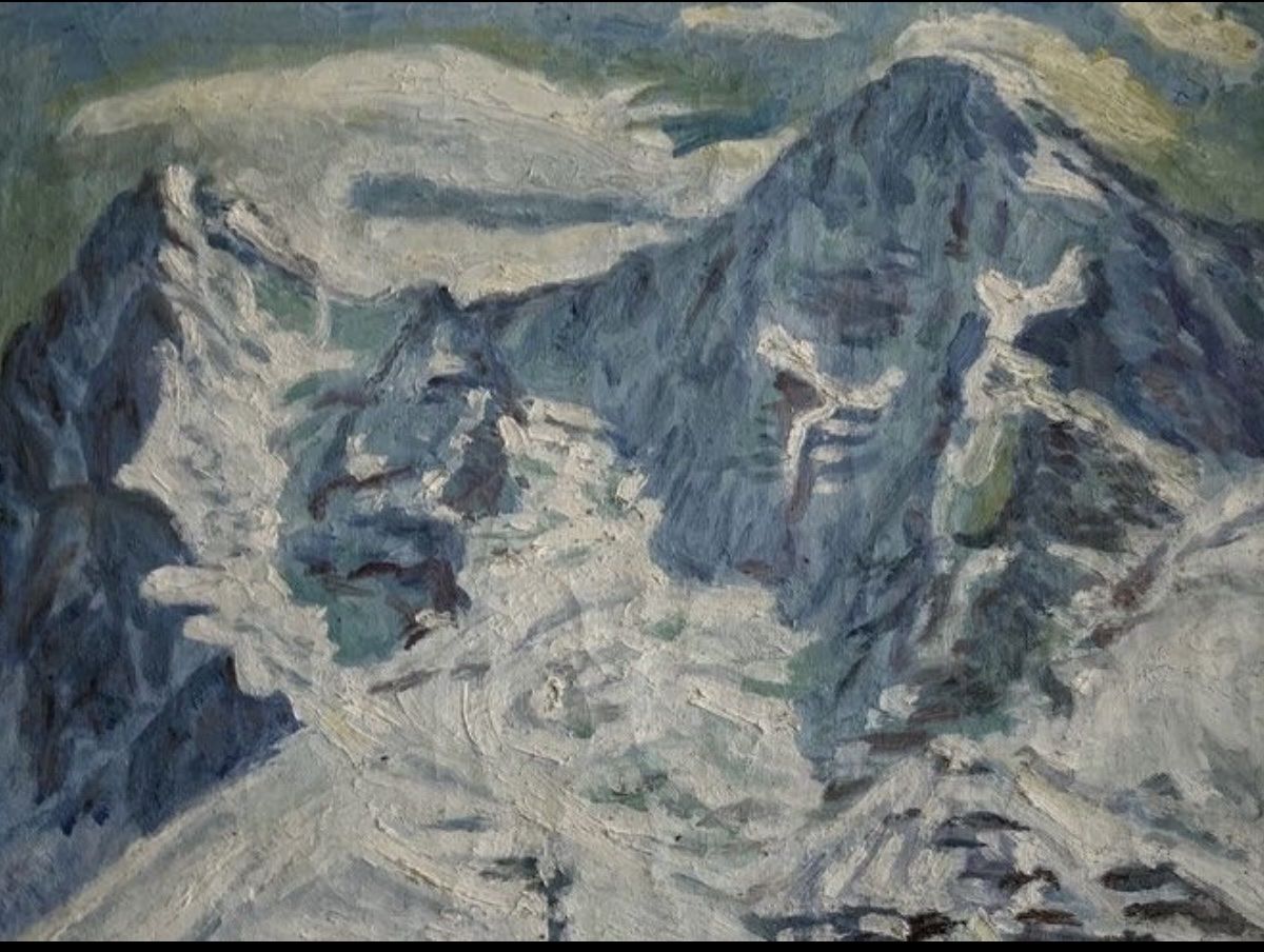 Dipinti: Originales Ölgemälde "Eiger" von E. Jost, gerahmt. – Usato da Biel/Bienne venduto da Katja01112 1